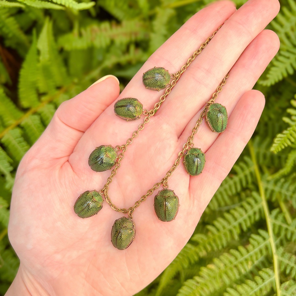 Antique Egyptian Revival Tortoise Beetle Necklace
